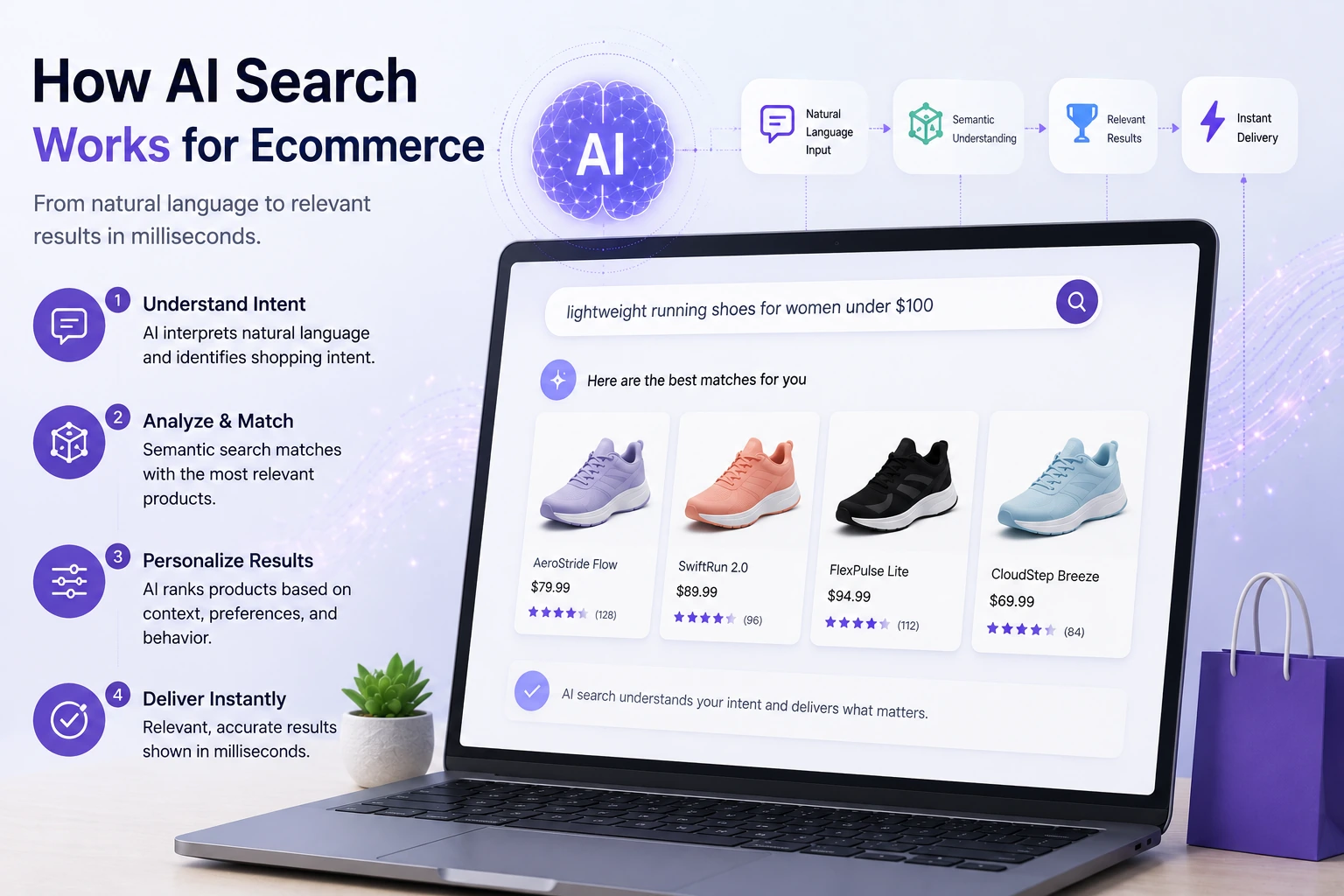 How AI search for ecommerce interprets shopper intent and ranks relevant product results