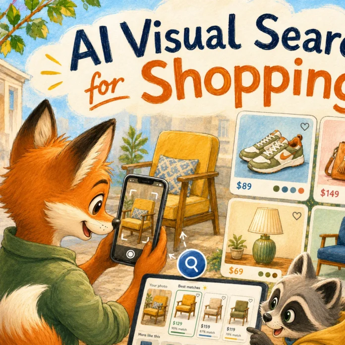 AI visual search for shopping helping a shopper find products from a photo and compare similar items online